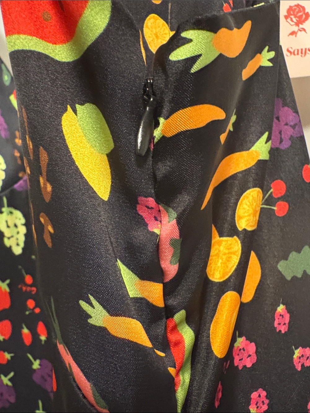 NWT Lisa Says Gah Black Fruit-Print Slip Midi Dress 3XL - Picture 10 of 12